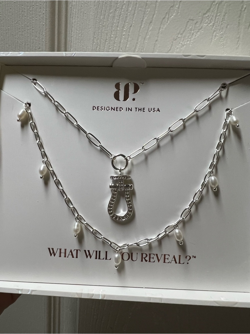 Silver Layered Chain Necklace with Freshwater Pearl Drops